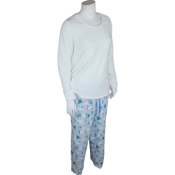Cuddl Duds Regular Fleecewear with Stretch Pajama Set, Ivry/WollySheep Medium - Picture 10 of 16